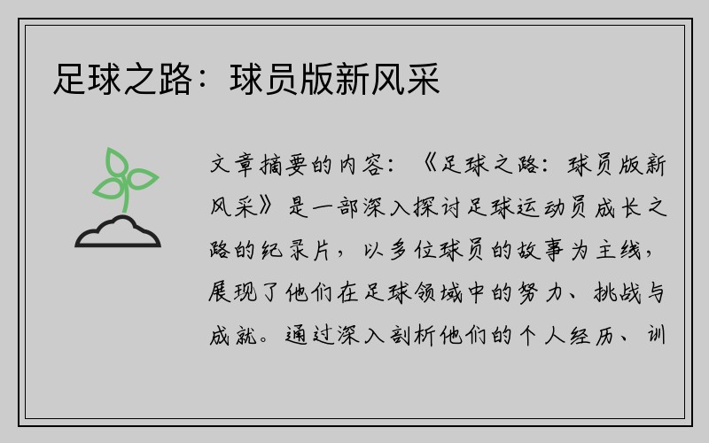 足球之路：球员版新风采